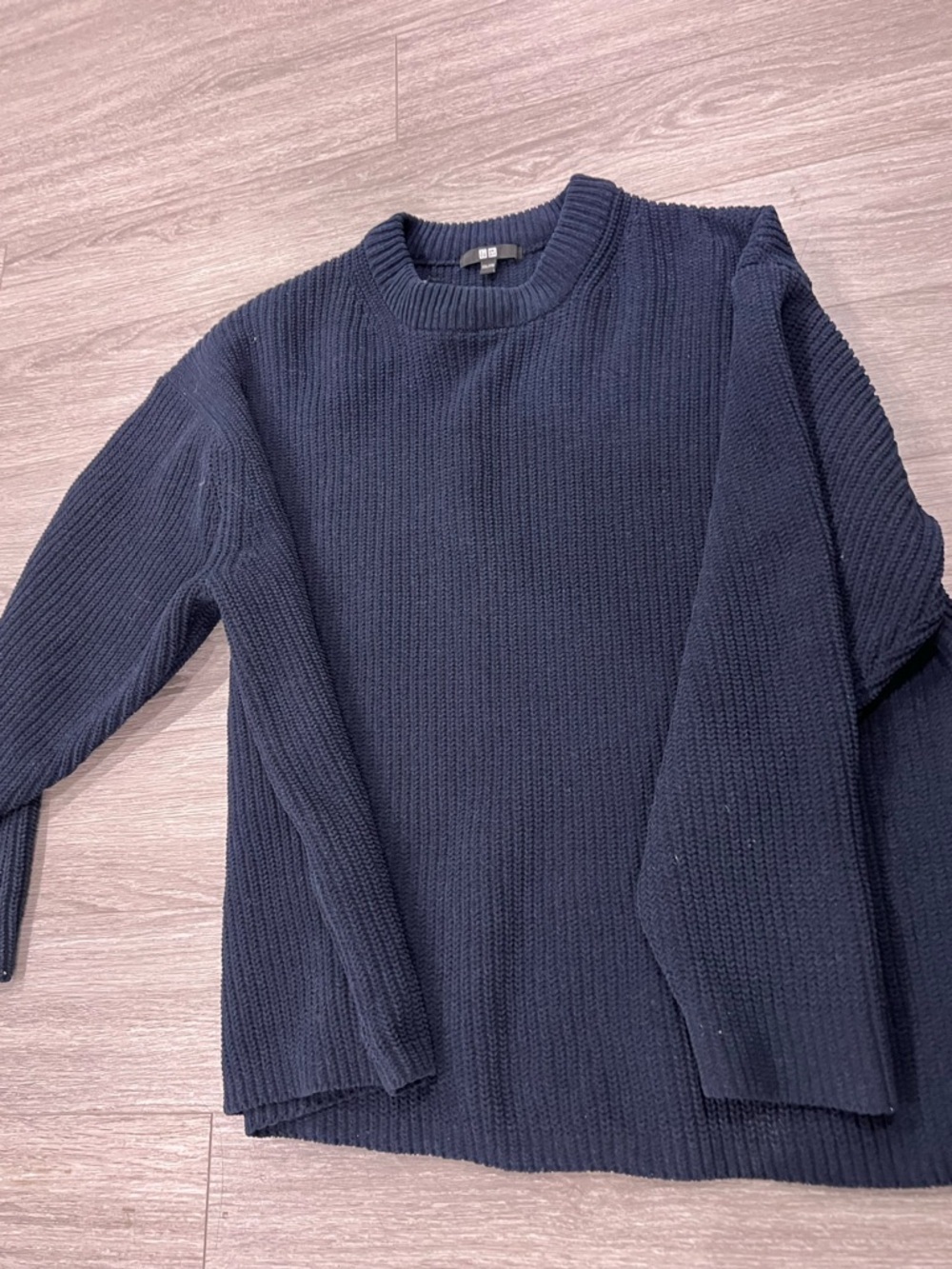 Uniqlo Navy Ribbed Crewneck Sweater Chenille XL
